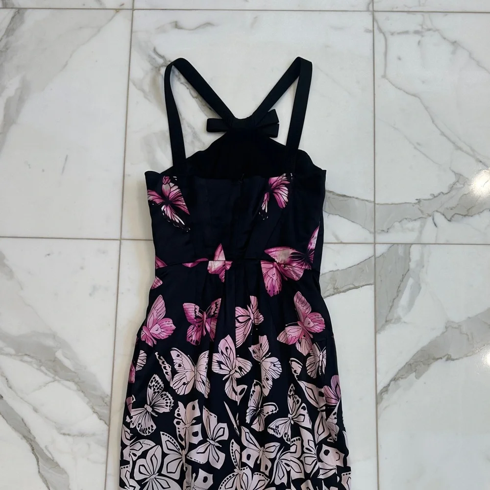 Versace Strapless Black and Pink Butterfly Dress - Picture 6 of 8